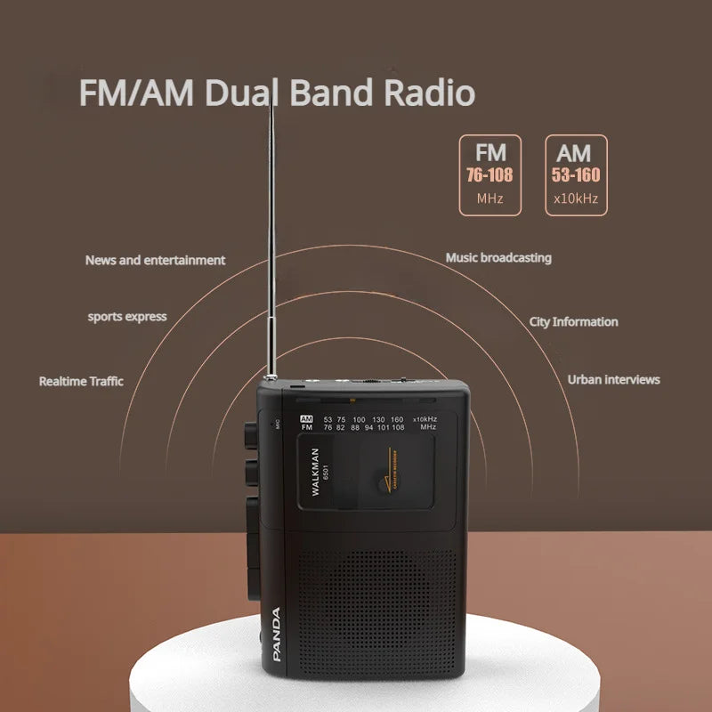 Portable AM/FM Radio Retro Cassette Player Walkman